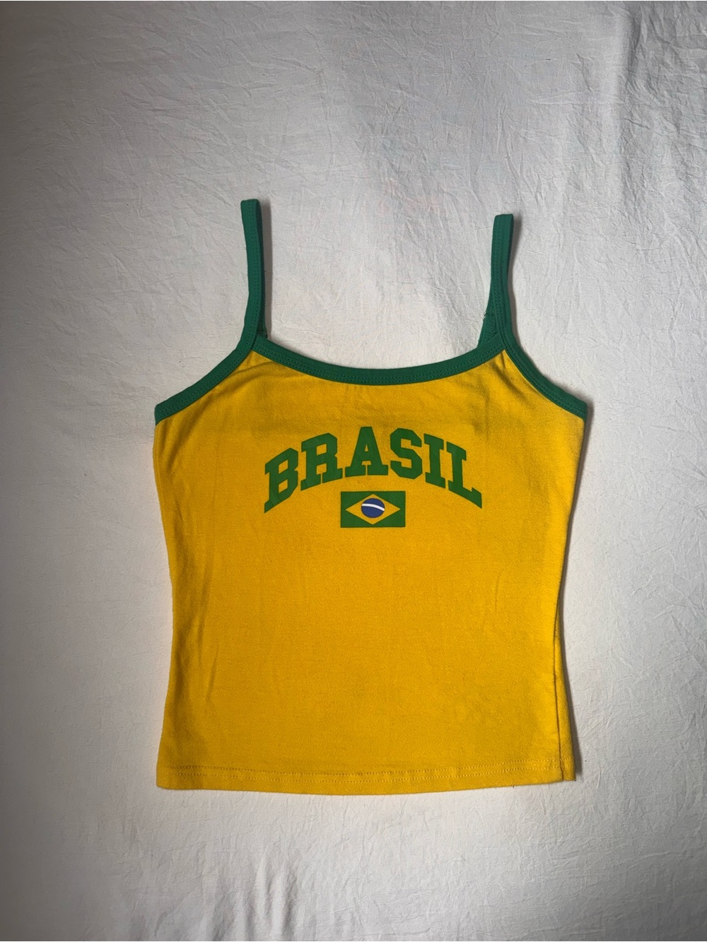 Edikted Yellow Tank with Green Trim and Brasil Graphic